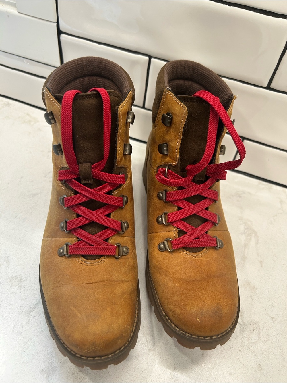 Timberland Women's 9.5 Ellendale Mid Hiking Lace Up Boots Leather Wheat Brown - Picture 11 of 13